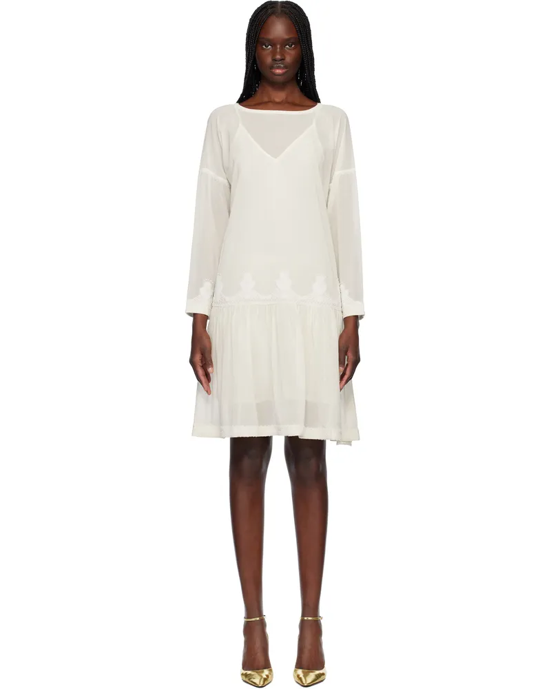 BODE Off-White Salt Marsh Midi Dress Cream