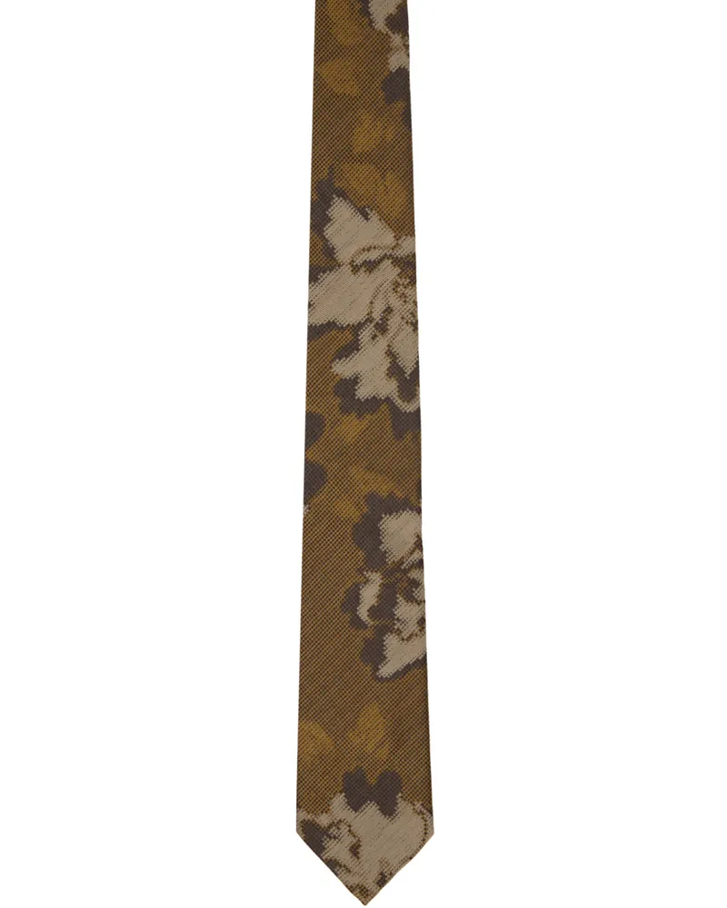 Dries van Noten Khaki Printed Tie Ocra