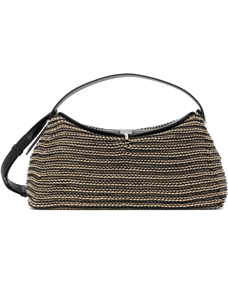 Totême Black & Beige T-Lock Woven Leather Bag Black