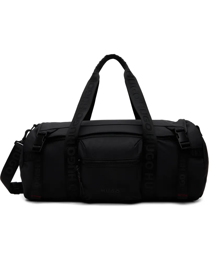 HUGO BOSS Black Logo Straps Holdall Duffle Bag 001-black