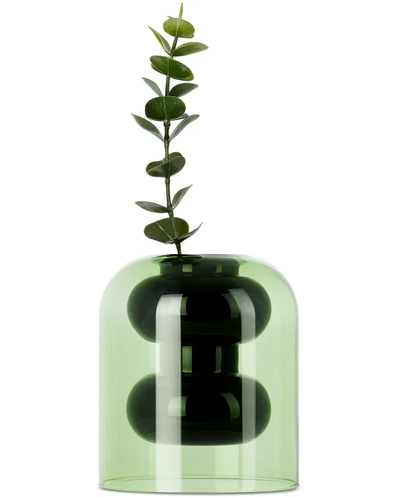 Tom Dixon Black & Green Short Bump Vase Black