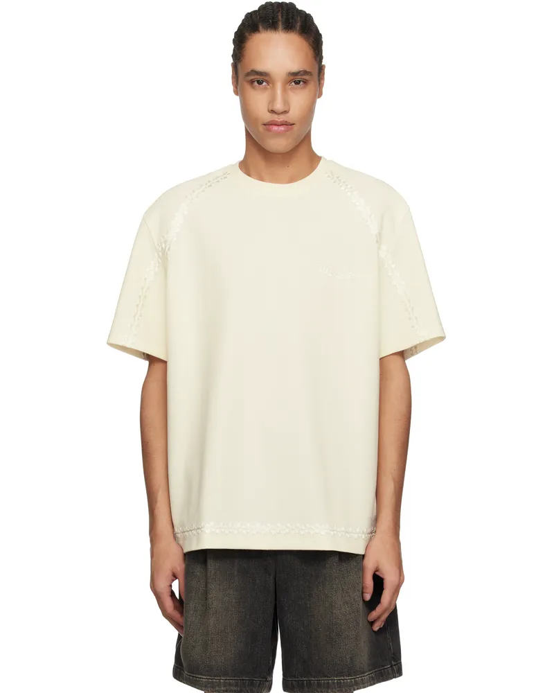Wooyoungmi Off-White Line Embroidery T-shirt Ivory734i