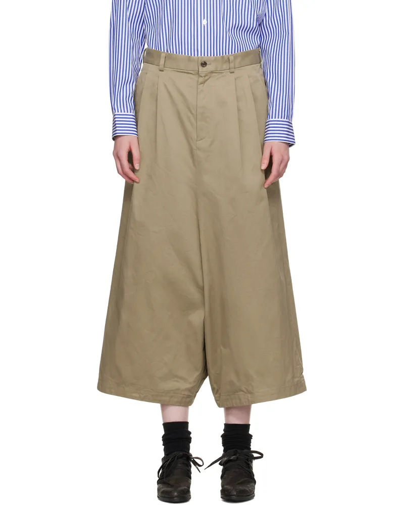 Comme des Garçons Khaki Cotton Twill Garment Washed Trousers Khaki