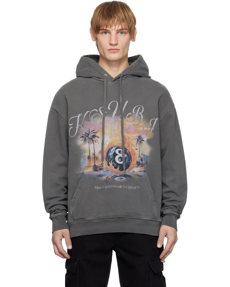 ksubi Gray World Order Biggie Hoodie Charcoal