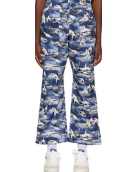 Palm Angels Blue & Black Sharks Trousers Blue