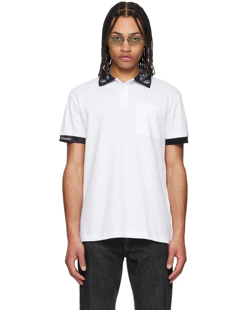 Versace Jeans White Baroque Collar Polo E003-white