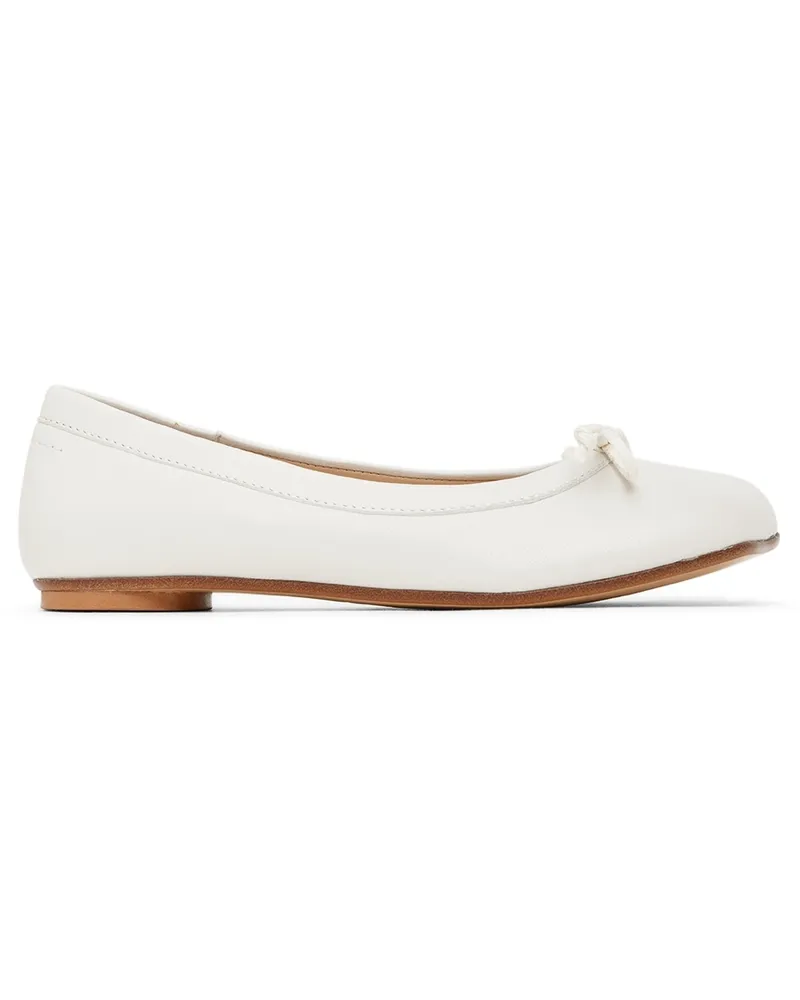 Maison Margiela Kids White Leather Ballet Flats 1