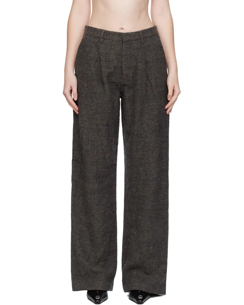 R13 Gray Wide Leg Trousers Dark