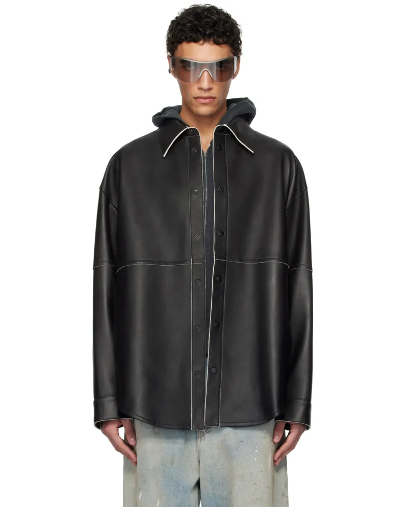 Acne Studios Black Shirt Leather Jacket 900