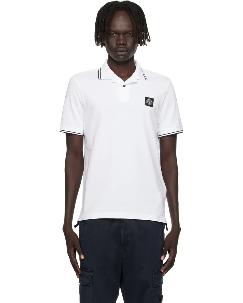 Stone Island White 2200007 Piqué Polo V1001