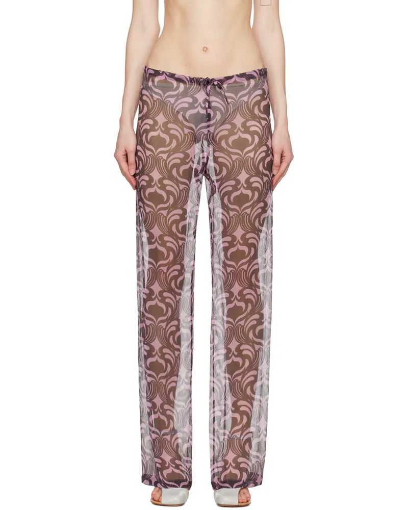 Dries van Noten Black & Pink Printed Trousers 305