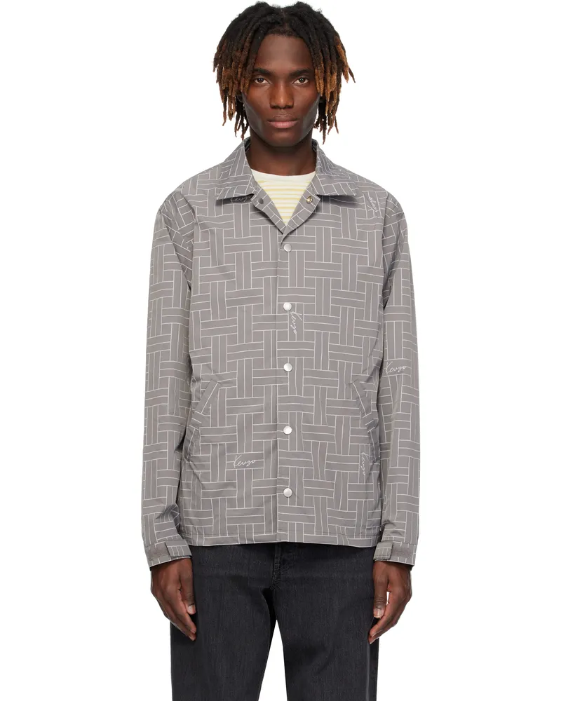 Kenzo Gray Kenzo Paris 'KENZO Weave' Light Coach Jacket Misty
