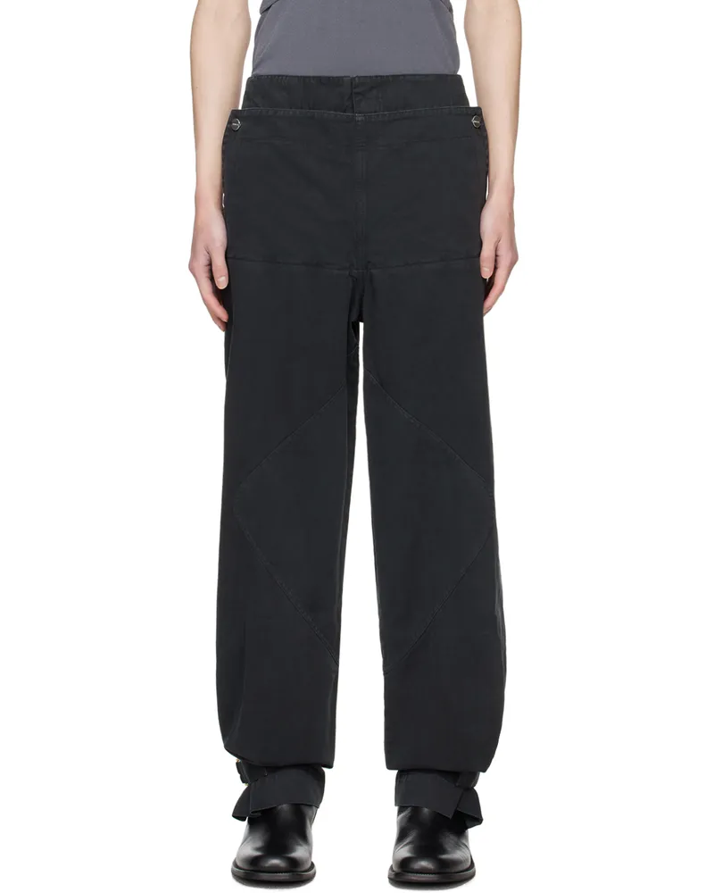 Dion Lee Black Shell Trousers Washed