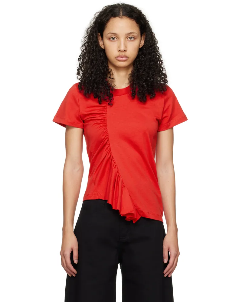 Marques ' Almeida Red Gathered T-Shirt Red