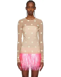 SPORTMAX Beige Fitted Long Sleeve T-Shirt Nudo