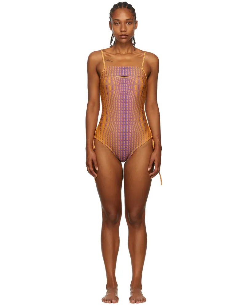 BARRAGÁN SSENSE Exclusive Orange & Purple Peeka One-Piece Swimsuit Purple