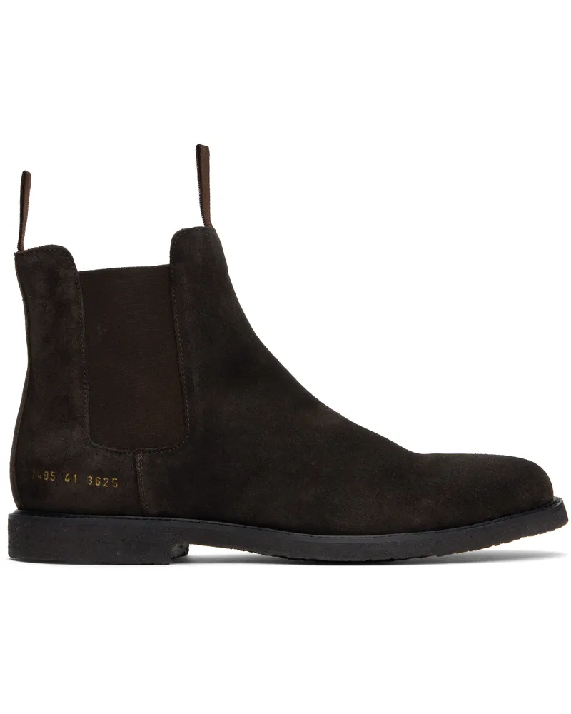 Common Projects Brown Waxed Suede Chelsea Boots 3625