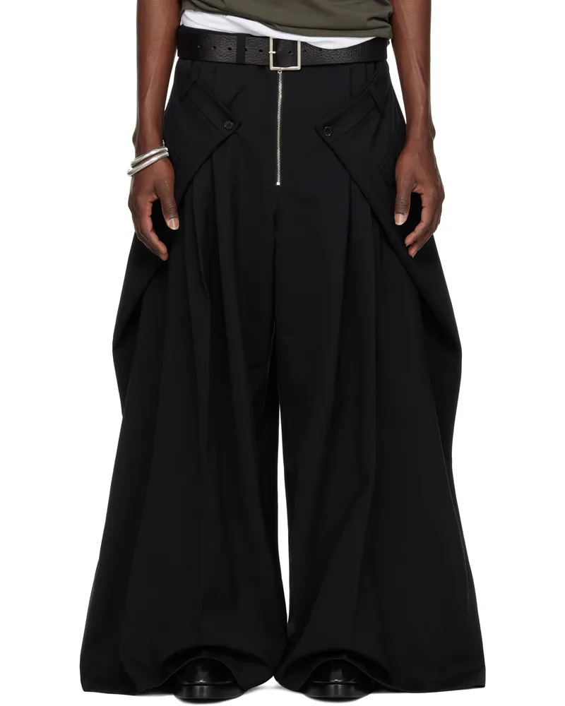 LU'U DAN SSENSE Exclusive Black Super Big Tailored Trousers Black