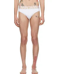 Versace White Greca Border Swim Briefs 2w110-white+gold