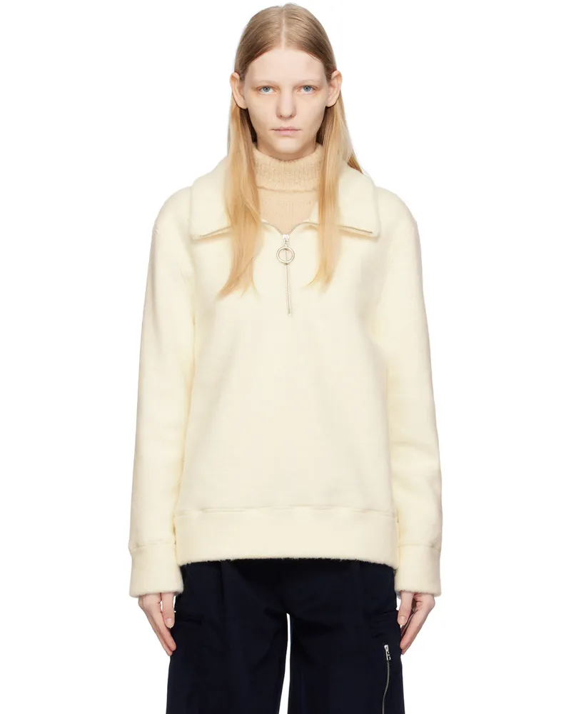 AMI Paris Off-White Half-Zip Sweater Ivory
