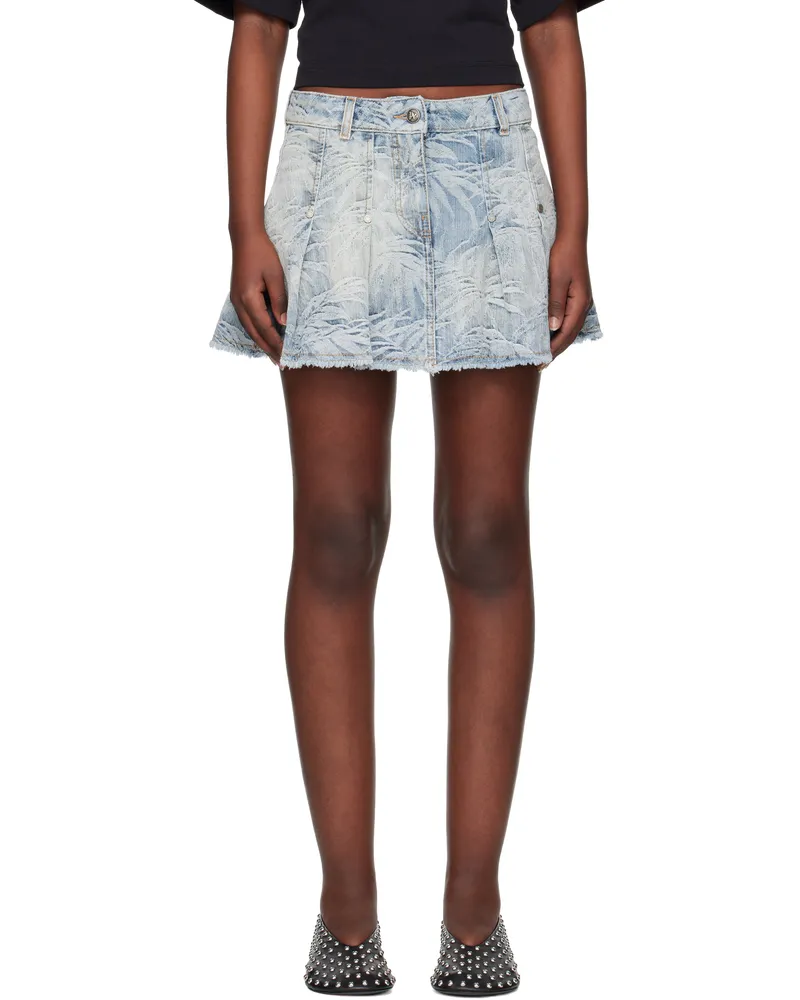 Palm Angels Blue Palms Jacquard Denim Miniskirt Medium
