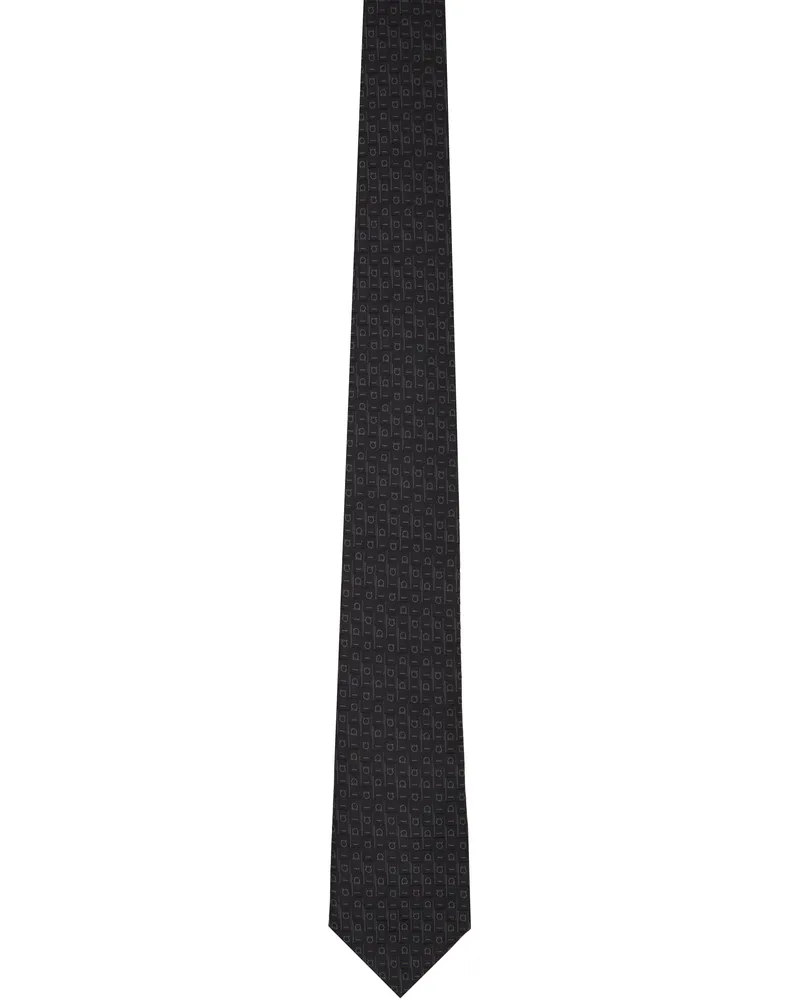 Ferragamo Black & Gray 'Ferragamo' Monogram Jacquard Tie F.antracite