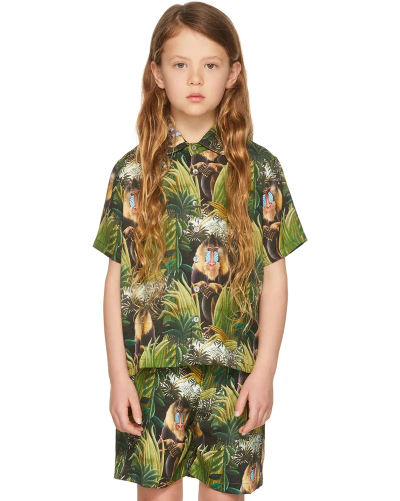 ENDLESS JOY SSENSE Exclusive Kids Green Mandril Short Sleeve Shirt Green