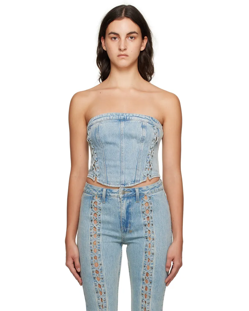 ksubi Blue Soho Dove Denim Corset Denim