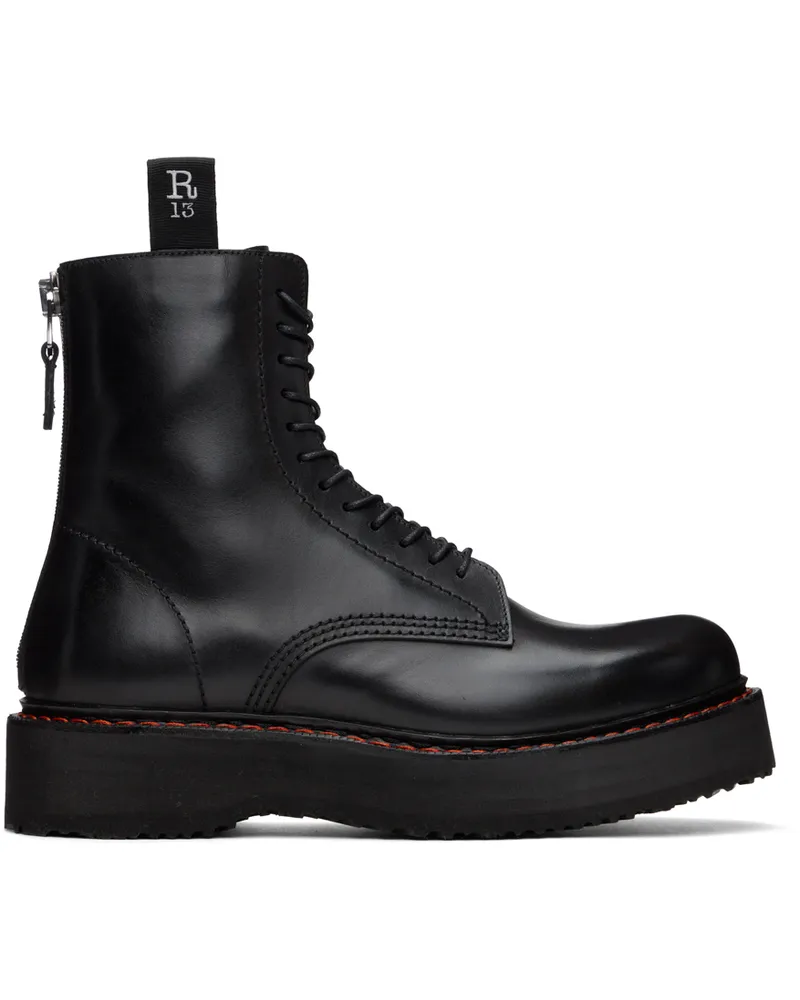 R13 Black Single Stack Boots Black