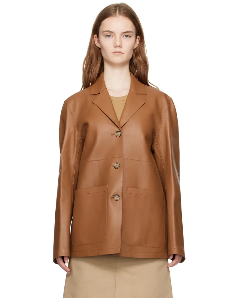 Totême Tan Clean Leather Jacket 105