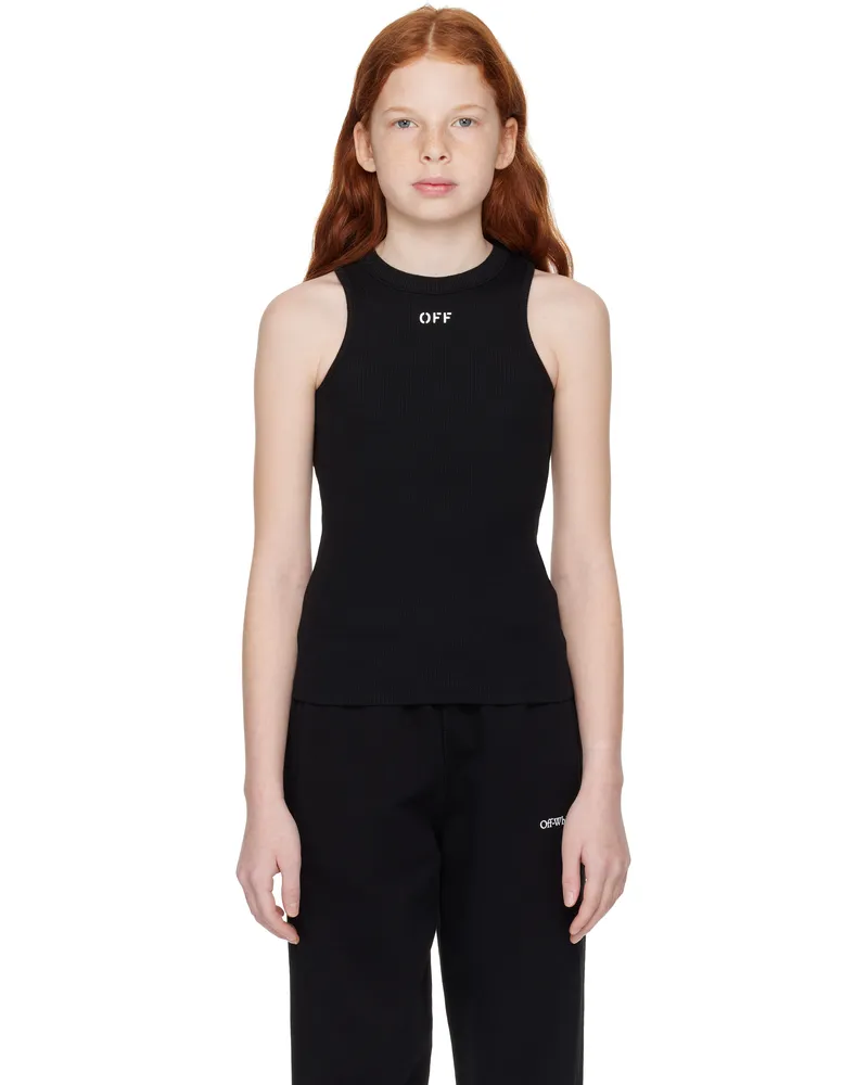 OFF-WHITE Kids Black Stamp Ribbed Tank Top Black