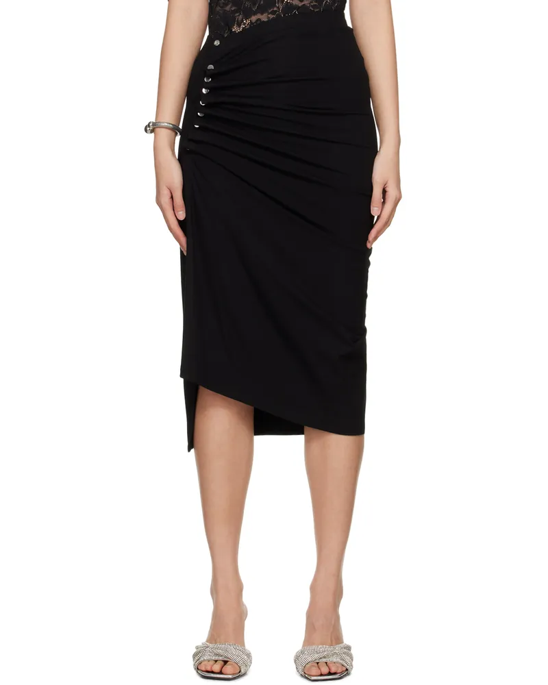 Paco Rabanne Black Asymmetric Midi Skirt P001