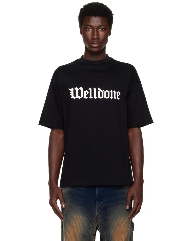 WE 11 DONE Black Gothic Logo T-shirt Black