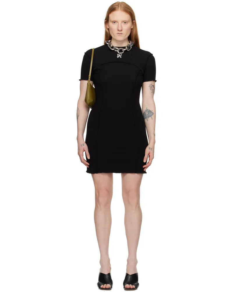 Palm Angels Black Pinched Minidress Black