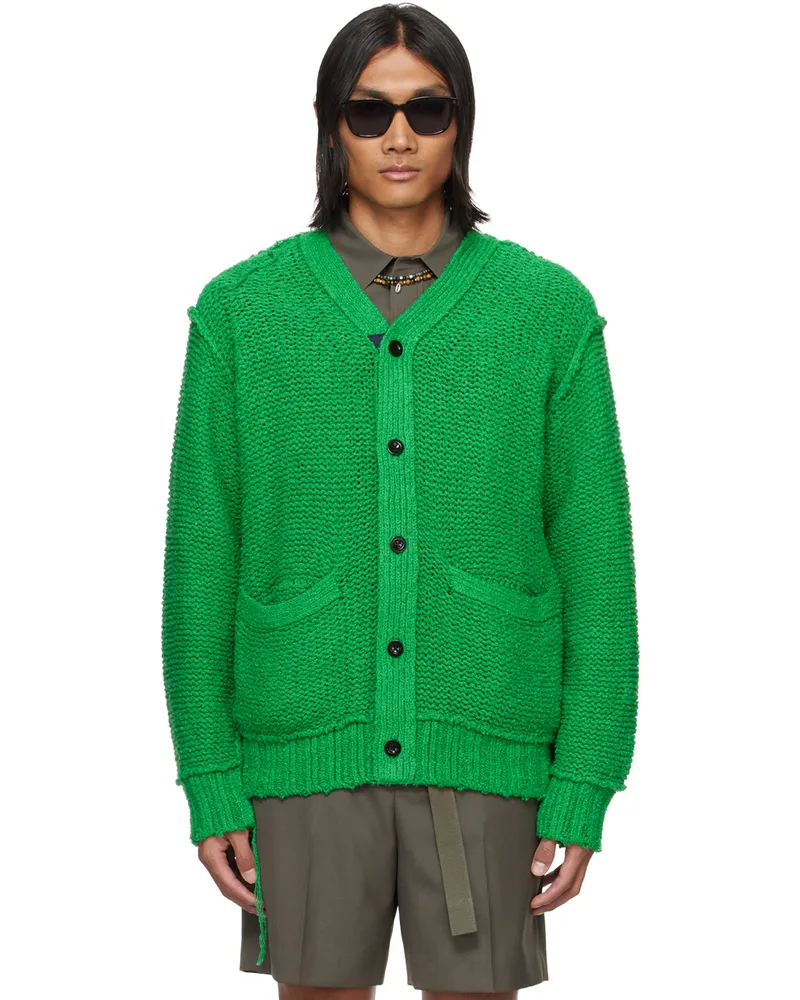 Sacai Green Loose Thread Cardigan 551