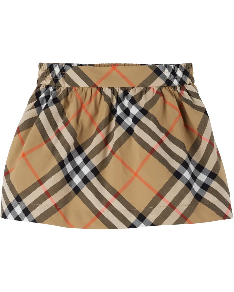 Burberry Baby Beige Check Cotton Skirt Sand