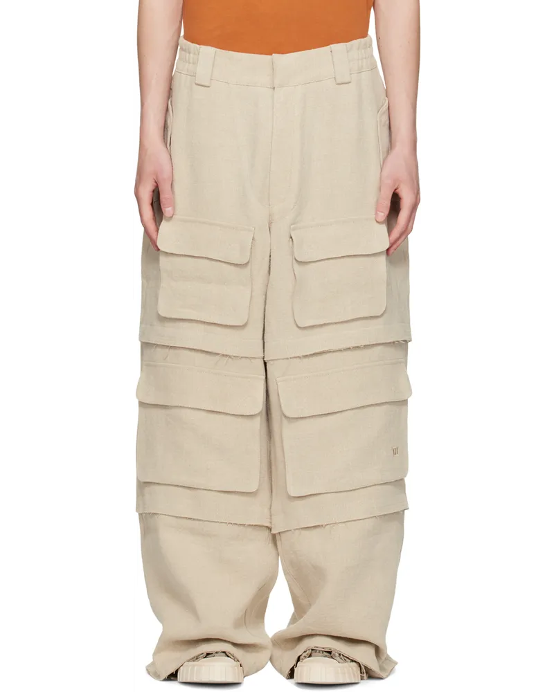 MISBHV Beige Jordan Barrett Edition Raw Edge Cargo Pants Beige