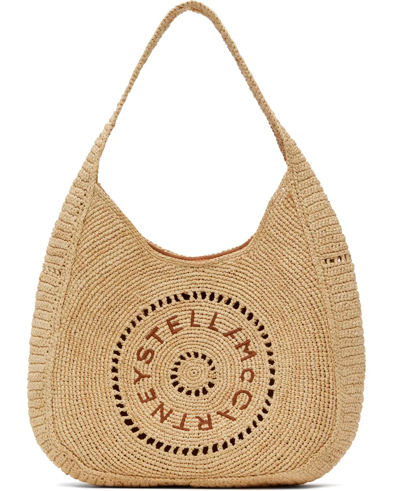 Stella McCartney Beige Logo Raffia Slouchy Medium Tote 9370