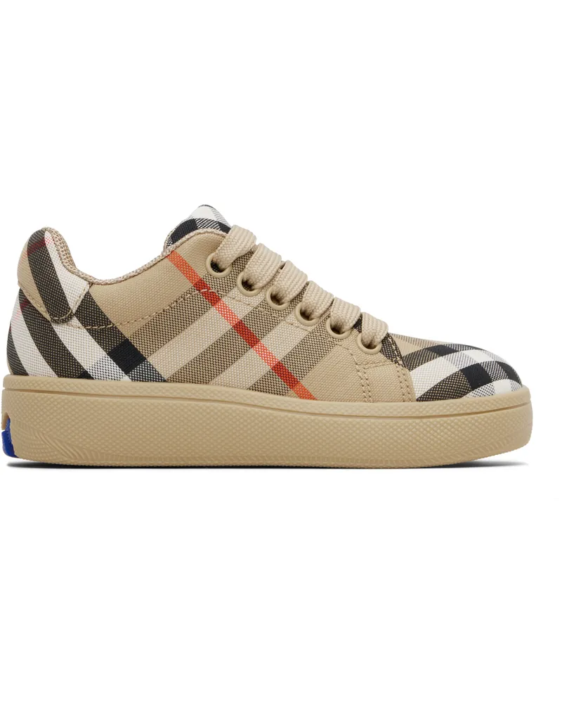 Burberry Kids Beige Check Sneakers Sand