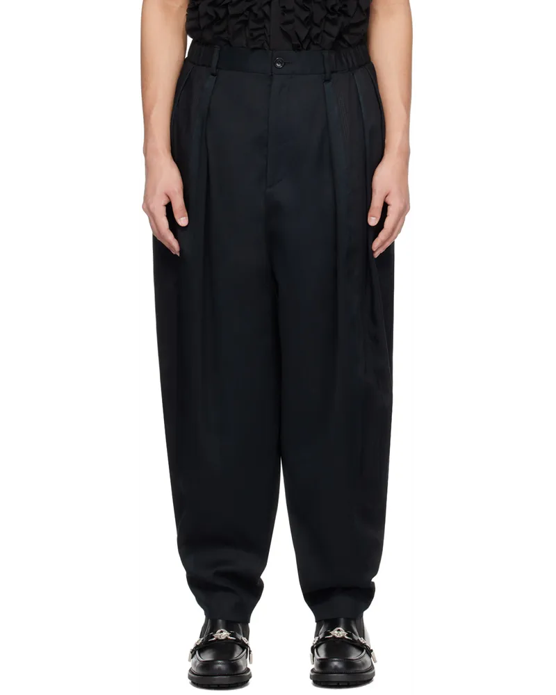 TAAKK Black Two Tuck Trousers Black