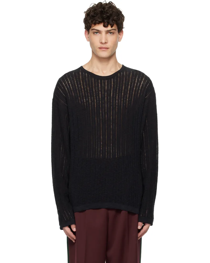 COMMAS Black Pointelle Knit Sweater Black