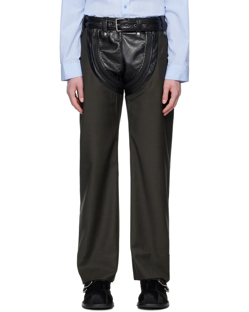 Martine Rose Green Zip Chap Tailored Trousers Green