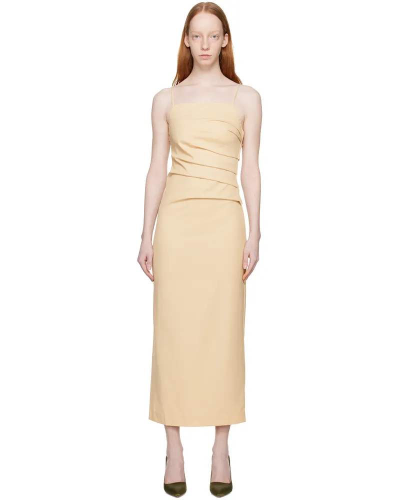 Wynn Hamlyn Beige Martha Midi Dress Ivory