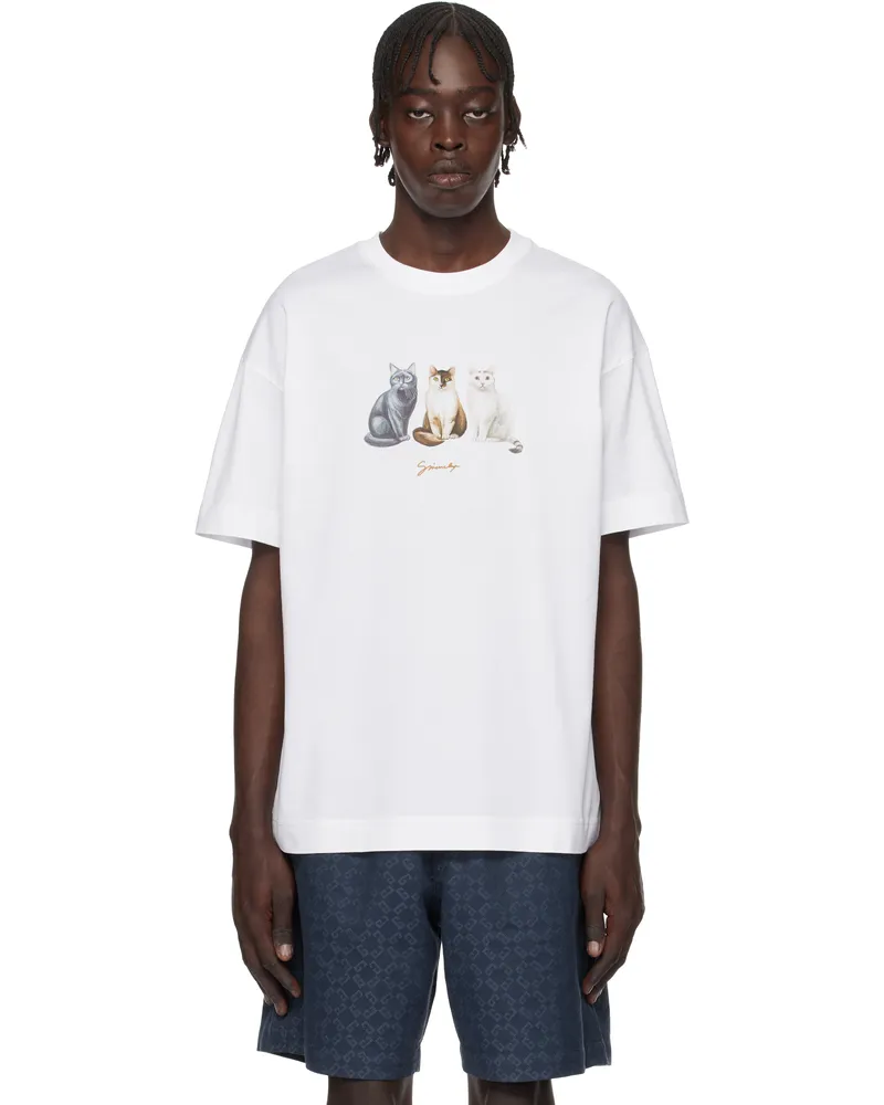 Givenchy White Cats Print T-shirt 100-white