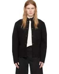 Christophe Lemaire Black Curved Sleeve Denim Jacket Black