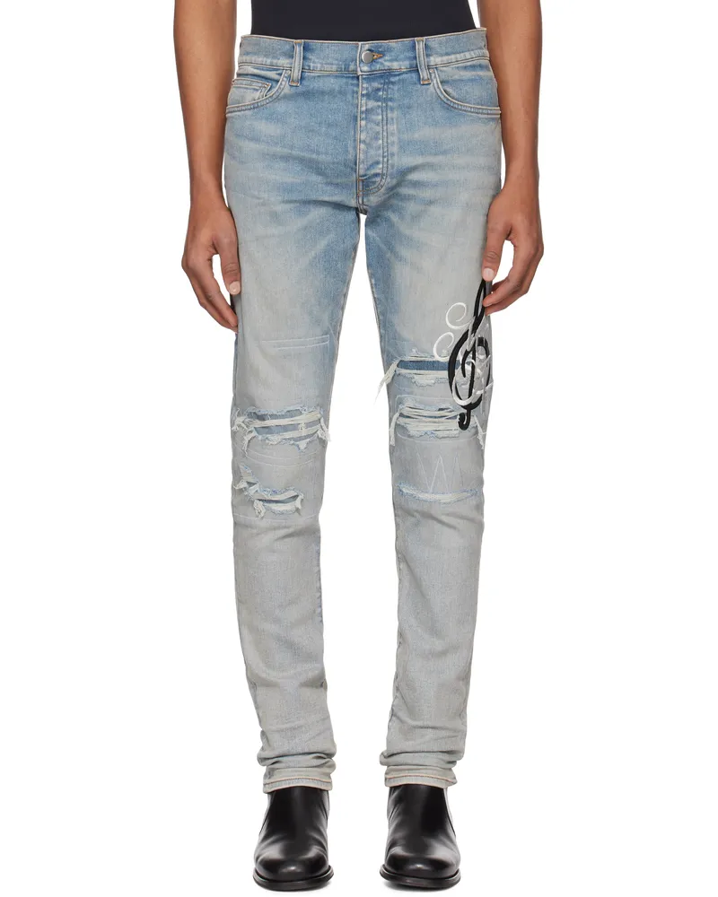 Amiri Blue MA Music Note Skinny Jeans Antique