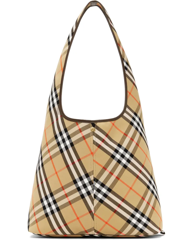 Burberry Beige Large Check Shoulder Bag Sand