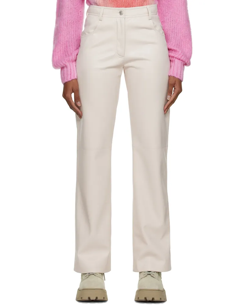 MSGM Beige Faux-Leather Trousers 02