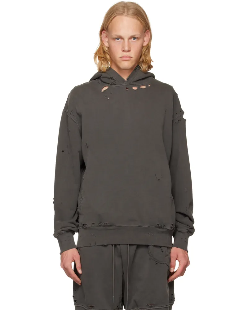 C2H4 Gray Agitator Distressed Hoodie Slate