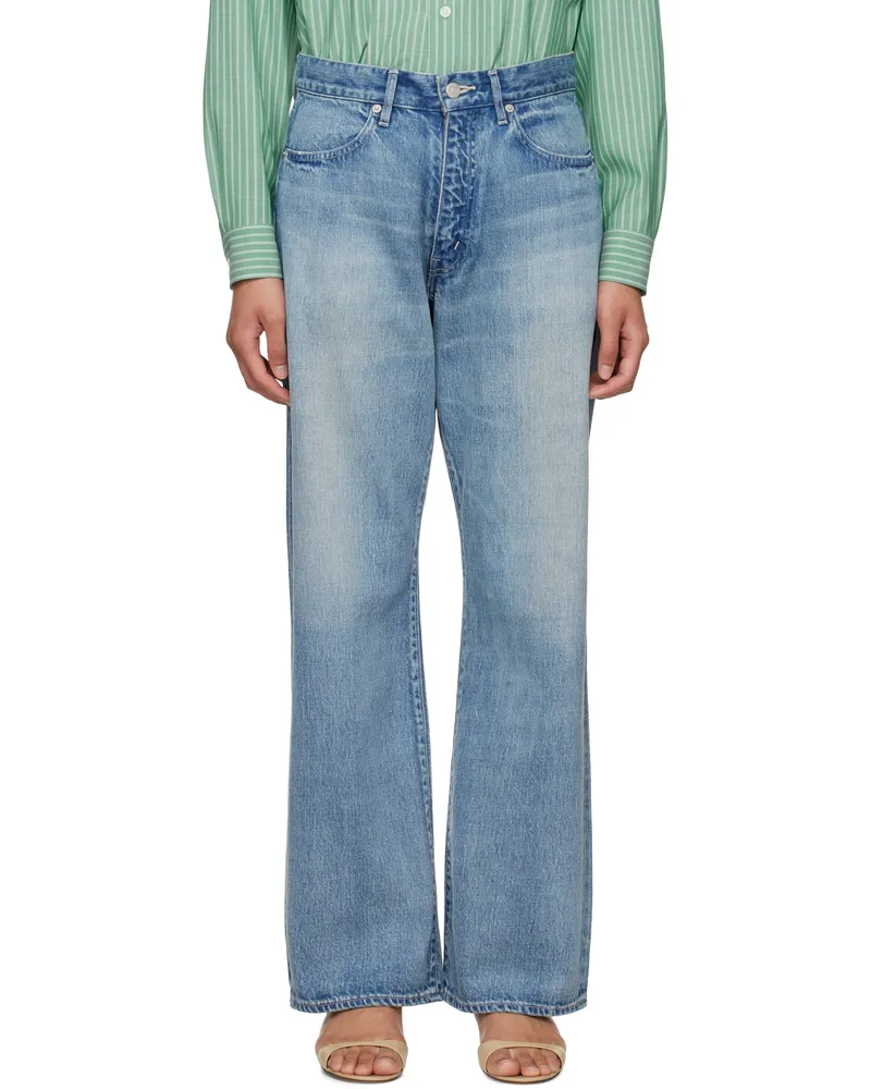 AURALEE Blue Selvedge Faded Light Jeans Light